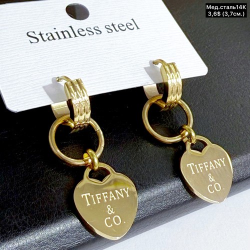 Сережки мед.сталь14К 10686 (3,7см.)